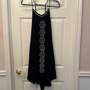 Raya Sun Black Dress with White Embroidery